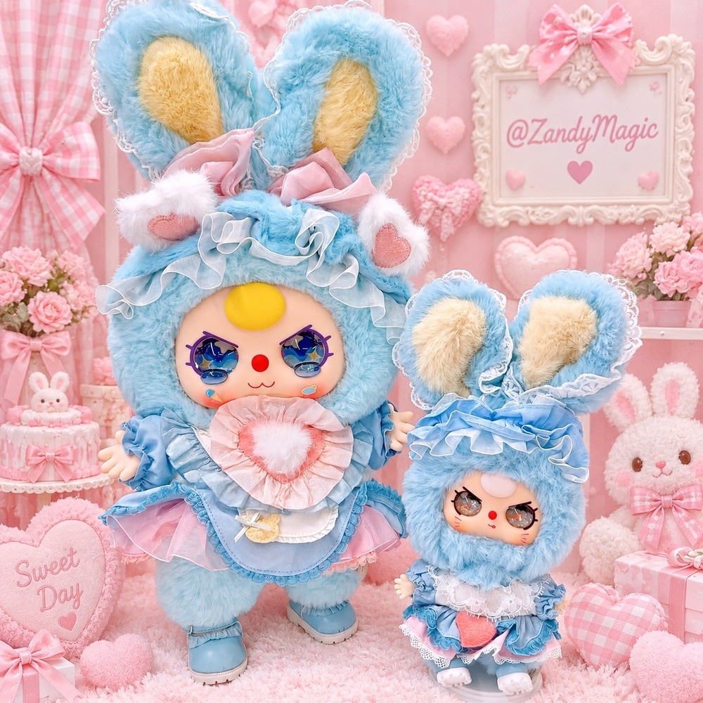 Baby Three Lolita 400% + 80% Set "Special Blue + Water Glitter eyes both" plush